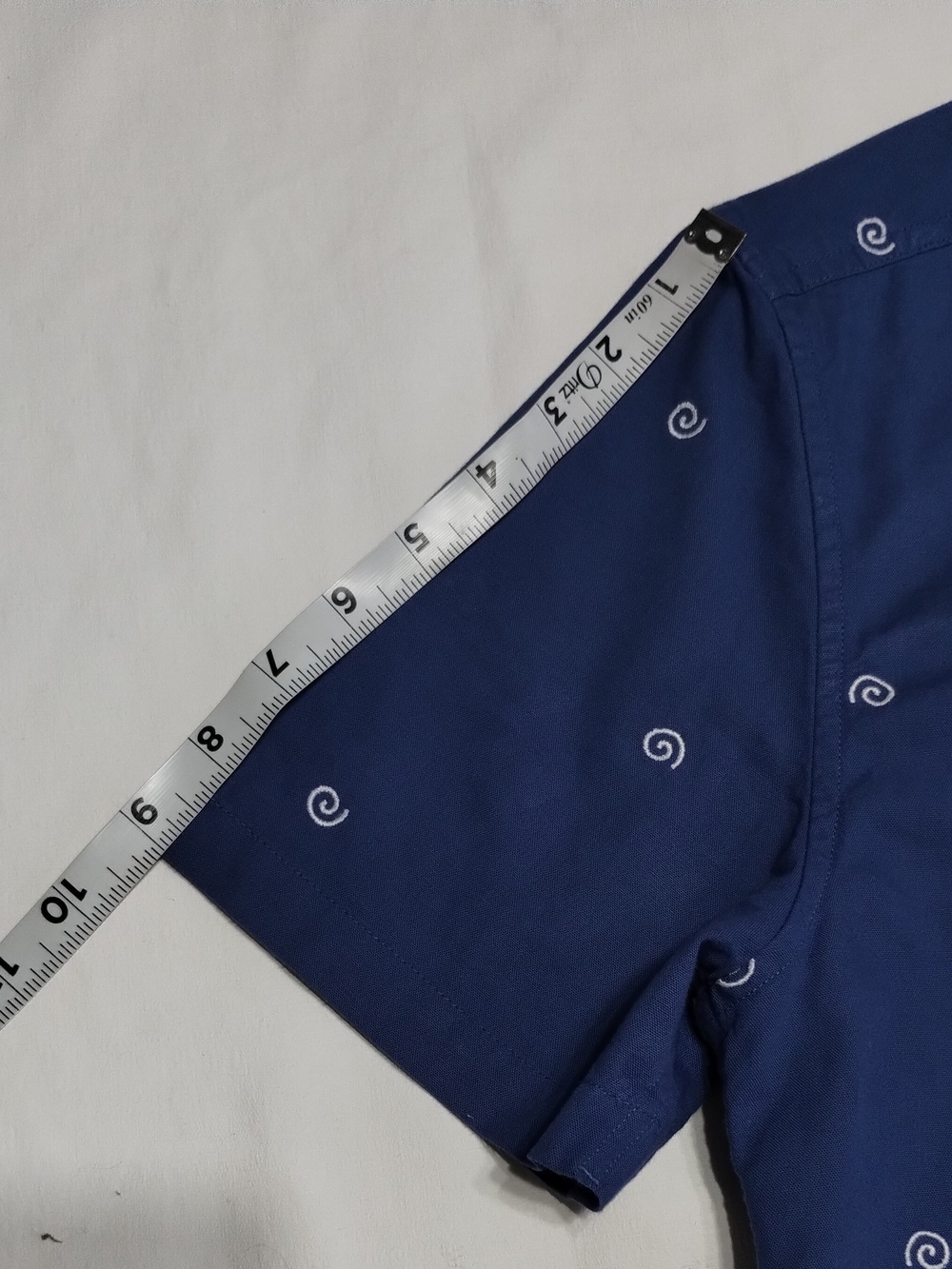 Topman Blue Short-Sleeve Button-Up Shirt with White Swirl Print - Picture 5 of 9